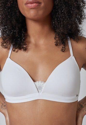 Skiny Triangel-bh Cotton Lace gevoerd zonder beugel comfortabel katoenmix elastisch