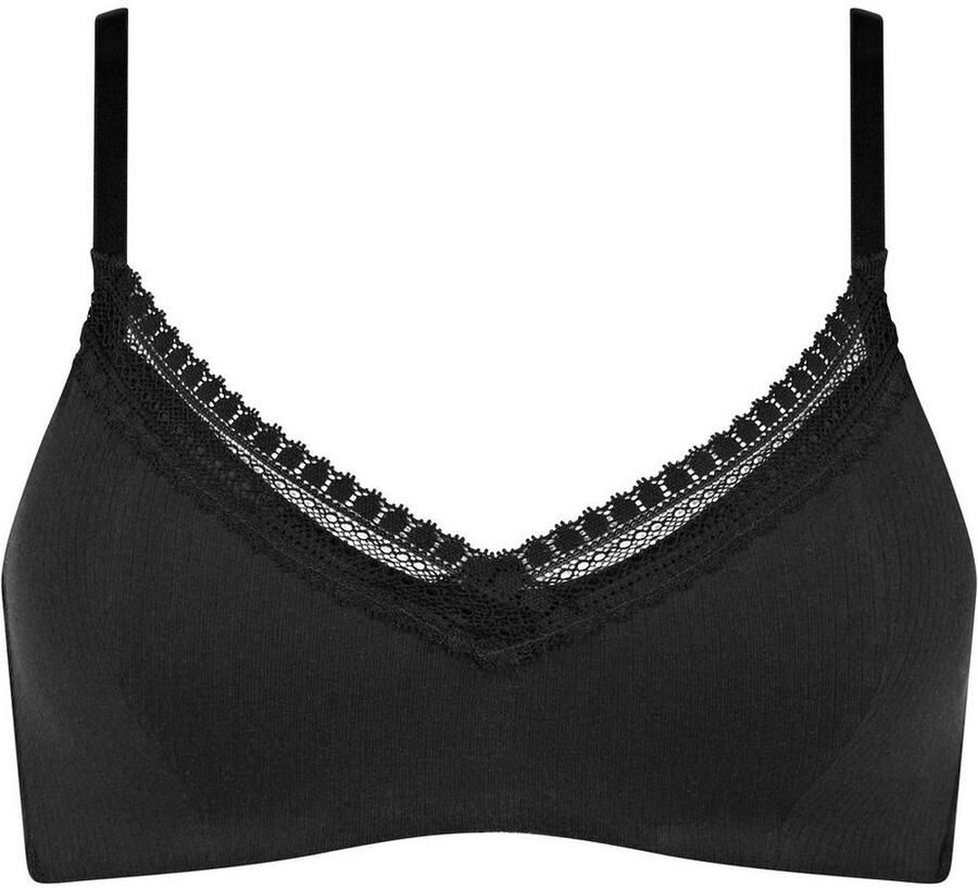 Sloggi Bh met steuncups GO Ribbed zachte ribstof kanten versiering gemiddelde steun katoenmix - Foto 2