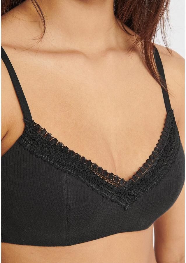 Sloggi Bh met steuncups GO Ribbed zachte ribstof kanten versiering gemiddelde steun katoenmix - Foto 3