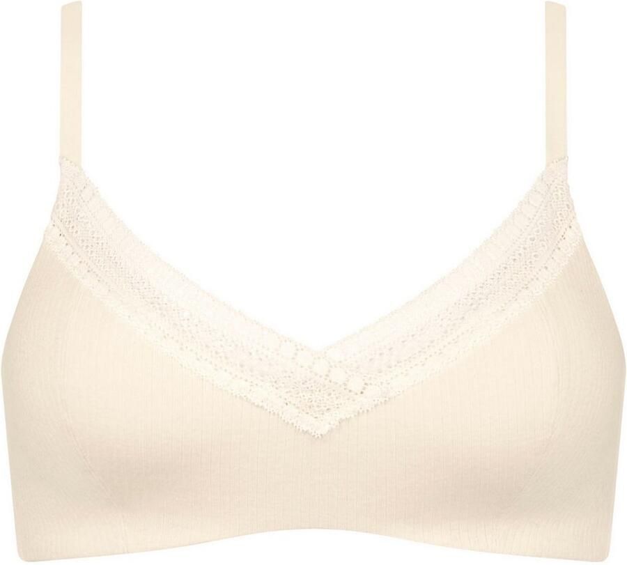 Sloggi Bh met steuncups GO Ribbed zachte ribstof kanten versiering gemiddelde steun katoenmix - Foto 6