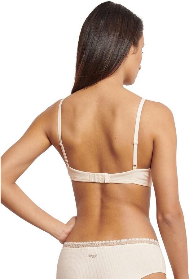 Sloggi Bh met steuncups GO Ribbed zachte ribstof kanten versiering gemiddelde steun katoenmix - Foto 3