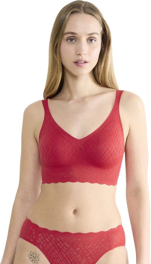 Sloggi Bralette ZERO Feel Bliss naadloos met kanten look v-hals uitneembare pads - Foto 7