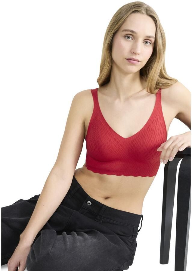 Sloggi Bralette ZERO Feel Bliss naadloos met kanten look v-hals uitneembare pads - Foto 4