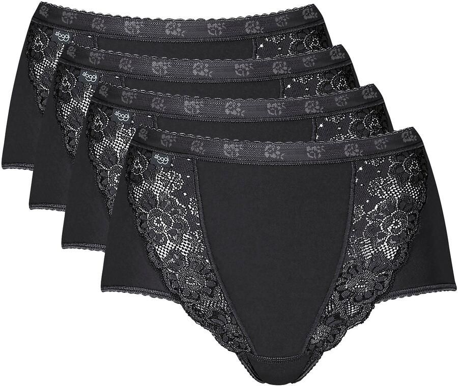 Sloggi Maxislip Chic elastische kanten inzetstukken vrouwelijk katoenmix elastisch (4 stuks Set van 4)