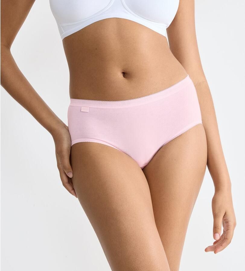 Sloggi Midislip Basic + Katoenmix elastisch zachte naden comfortabel vrouwelijk (4 stuks Set van 4)