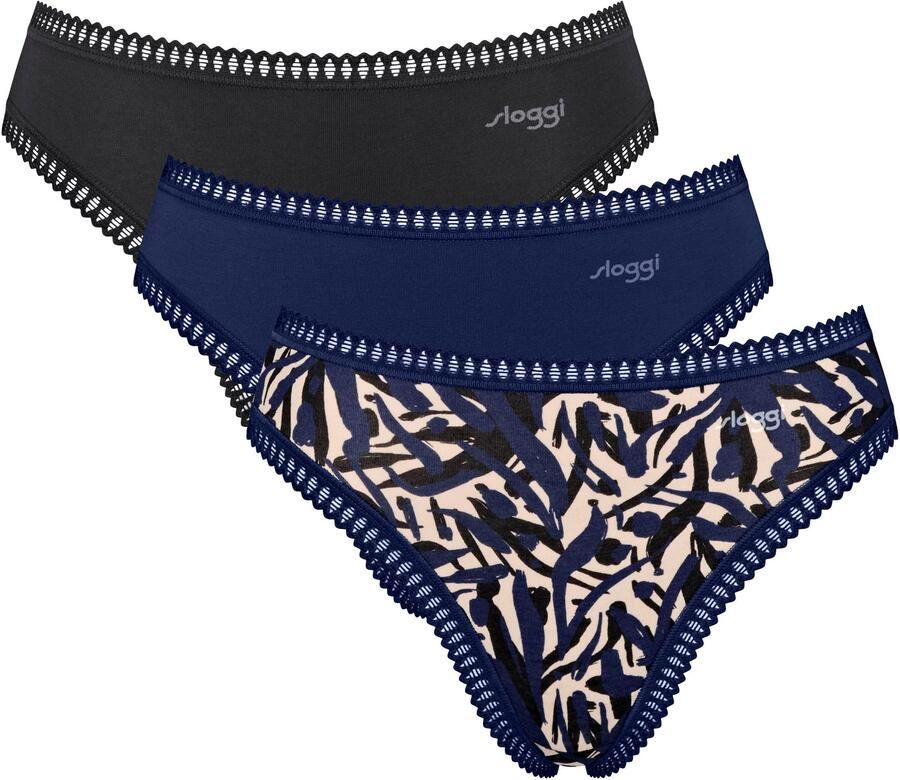 Sloggi Slip GO Crush hoge beenuitsnijding kant vrouwelijk zacht elastisch katoenmix (Set van 3) - Foto 7