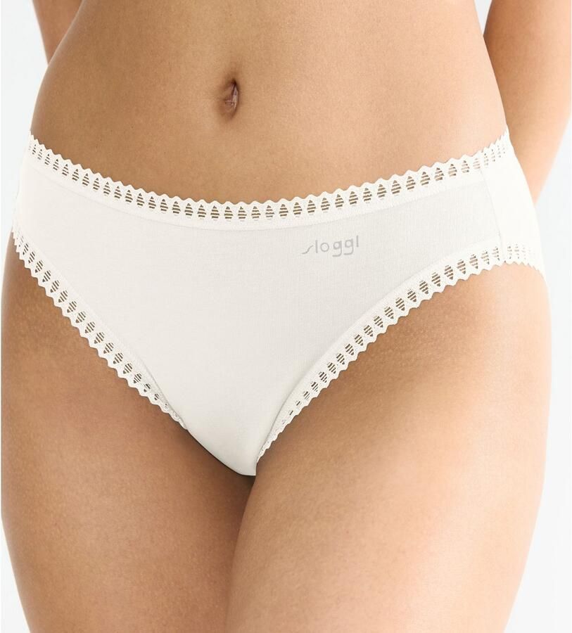 Sloggi Slip GO Crush hoge beenuitsnijding kant vrouwelijk zacht elastisch katoenmix (Set van 3)