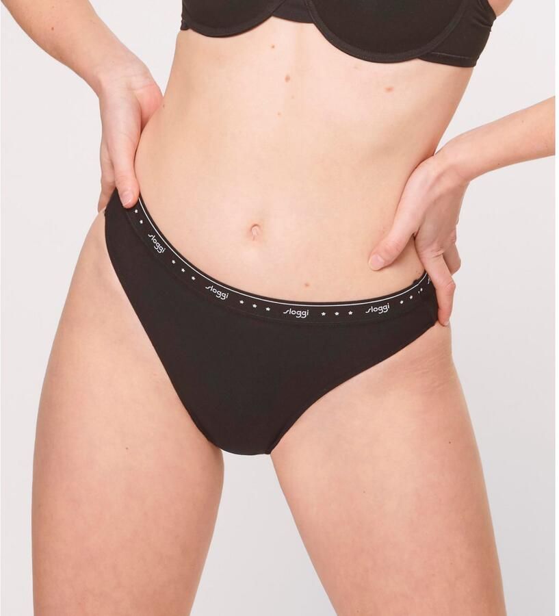 Sloggi Tai slip 24 7 100 elastische band met -logo-inscriptie (Set van 3)