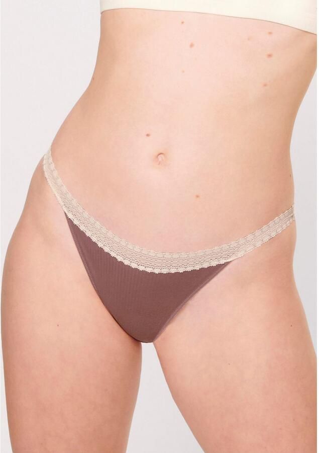 Sloggi Tanga GO Ribbed zacht katoenmix kanten versiering comfortabel (Set van 2)