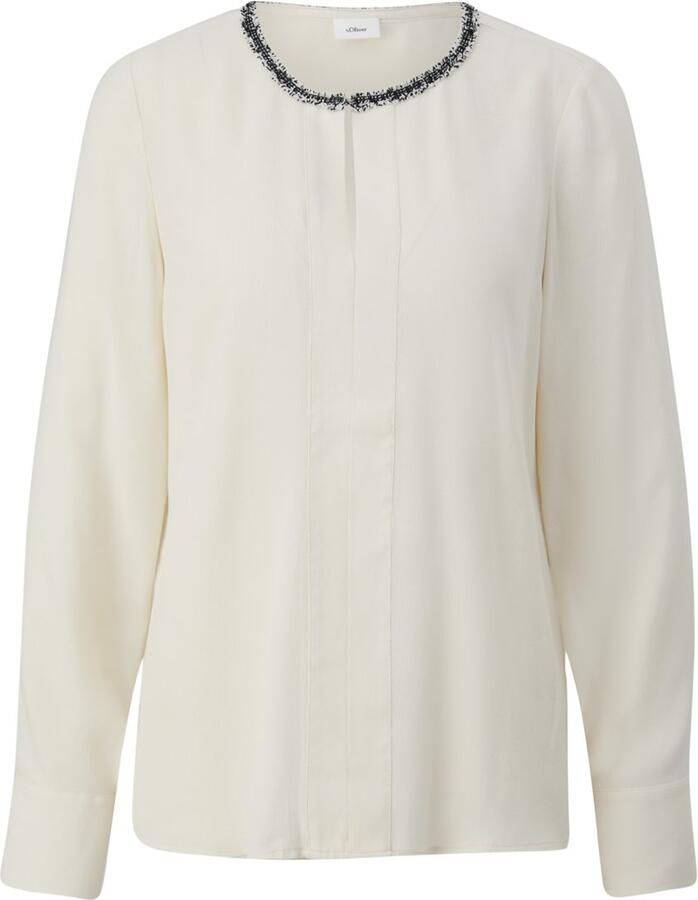 S.Oliver BLACK LABEL Blouse met lange mouwen met decoratieve applicatie aan de halslijn