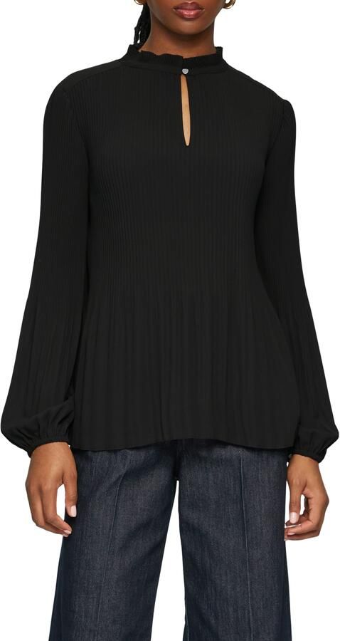 S.Oliver BLACK LABEL Blouse met lange mouwen met geplooiseerde mouwen en gekreukte opstaande kraag - Foto 4