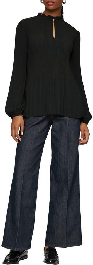 S.Oliver BLACK LABEL Blouse met lange mouwen met geplooiseerde mouwen en gekreukte opstaande kraag - Foto 2