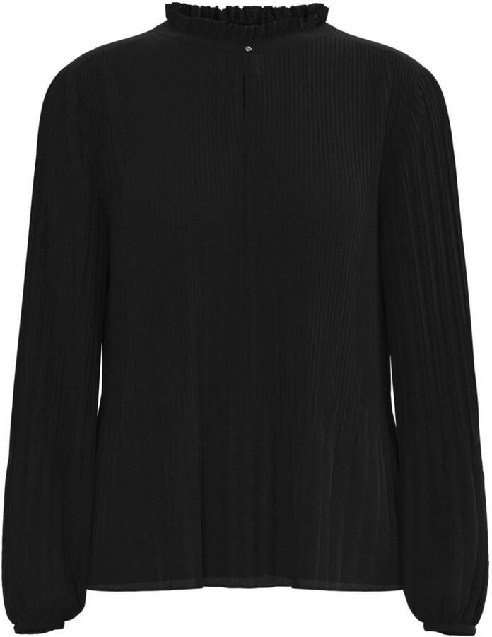 S.Oliver BLACK LABEL Blouse met lange mouwen met geplooiseerde mouwen en gekreukte opstaande kraag