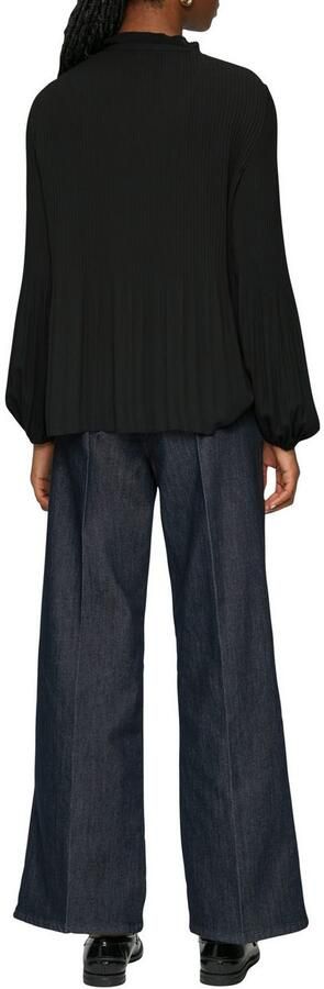 S.Oliver BLACK LABEL Blouse met lange mouwen met geplooiseerde mouwen en gekreukte opstaande kraag - Foto 3