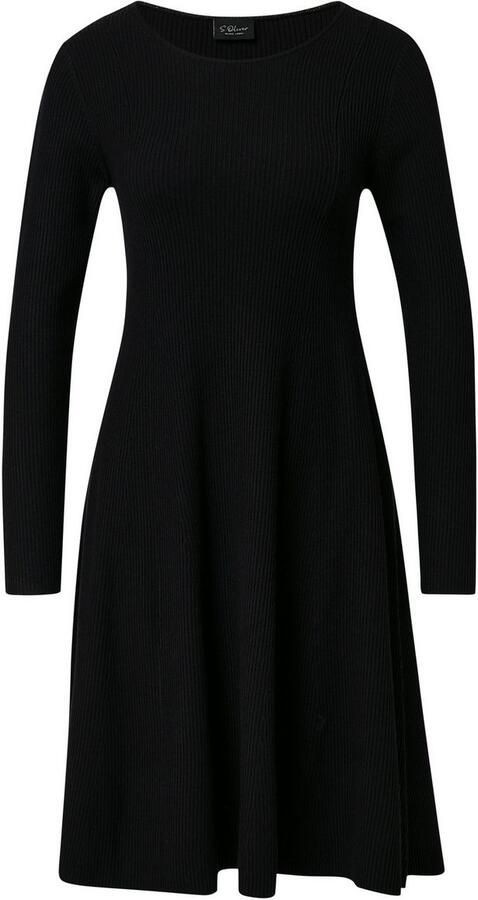 S.Oliver BLACK LABEL Shaped fit gebreide jurk van geribde viscosemix