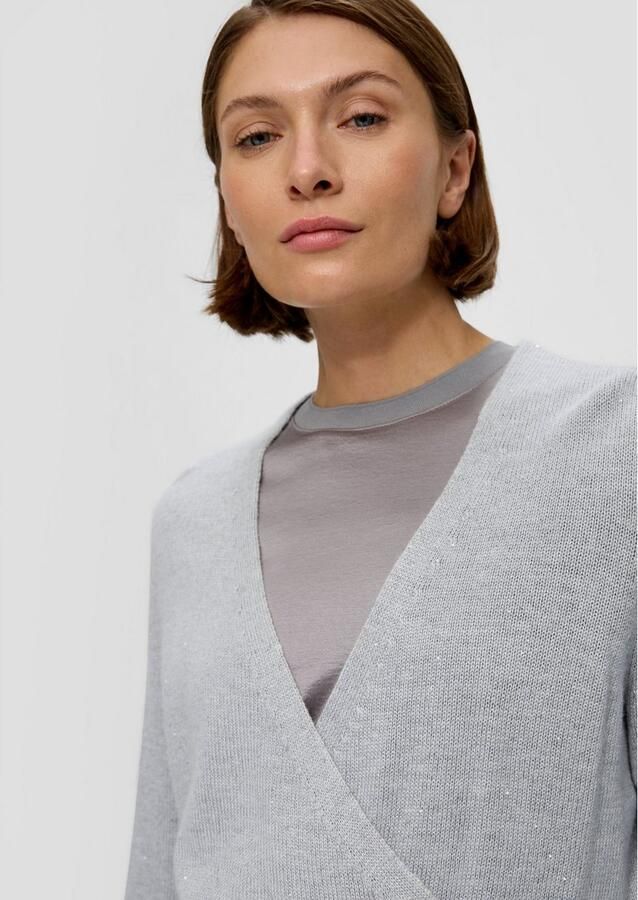 S.Oliver BLACK LABEL Gebreide trui in wikkel-look - Foto 2