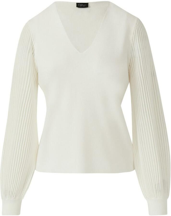 S.Oliver BLACK LABEL Regular fit pullover van viscosemix met semi-transparante mouwen