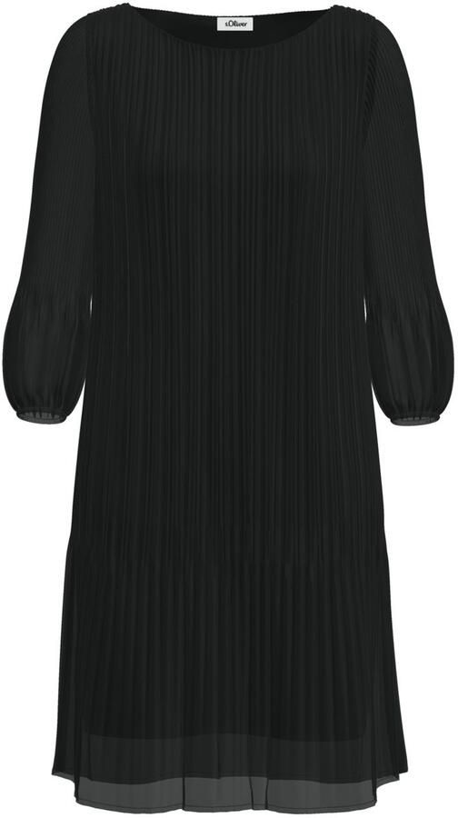 S.Oliver BLACK LABEL Soepele jurk met lange mouwen van geplooid chiffon