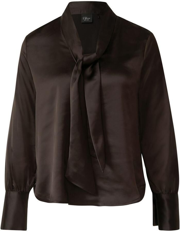 S.Oliver BLACK LABEL Satijnen blouse met elegante kraag-strik