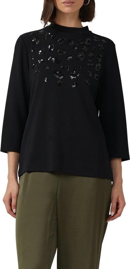 S.Oliver BLACK LABEL Shirt met 3 4 mouwen met pailletten en fijne hoge kraag - Foto 4