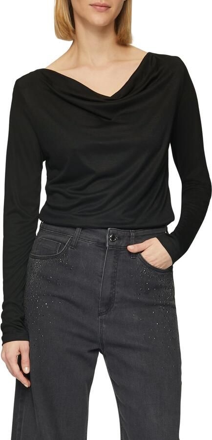 S.Oliver BLACK LABEL Regular fit shirt met lange mouwen van pure viscose met cascadehals - Foto 4