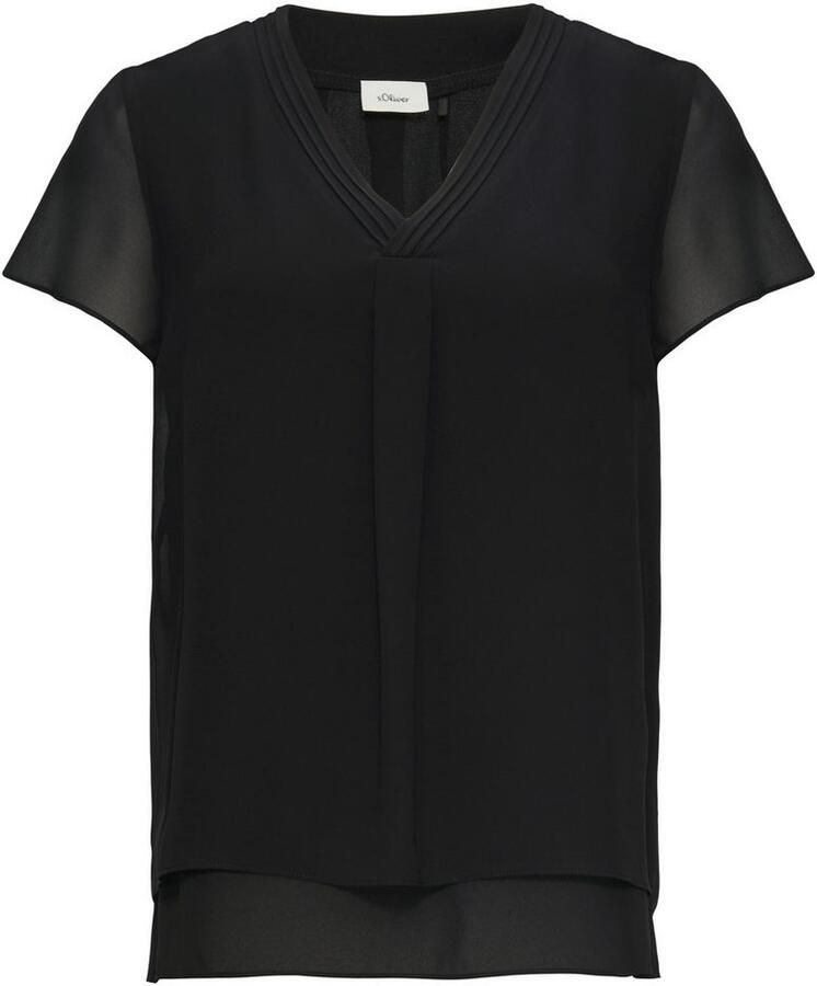 S.Oliver BLACK LABEL Shirtblouse in dubbel-laag-look en met v-halslijn - Foto 3