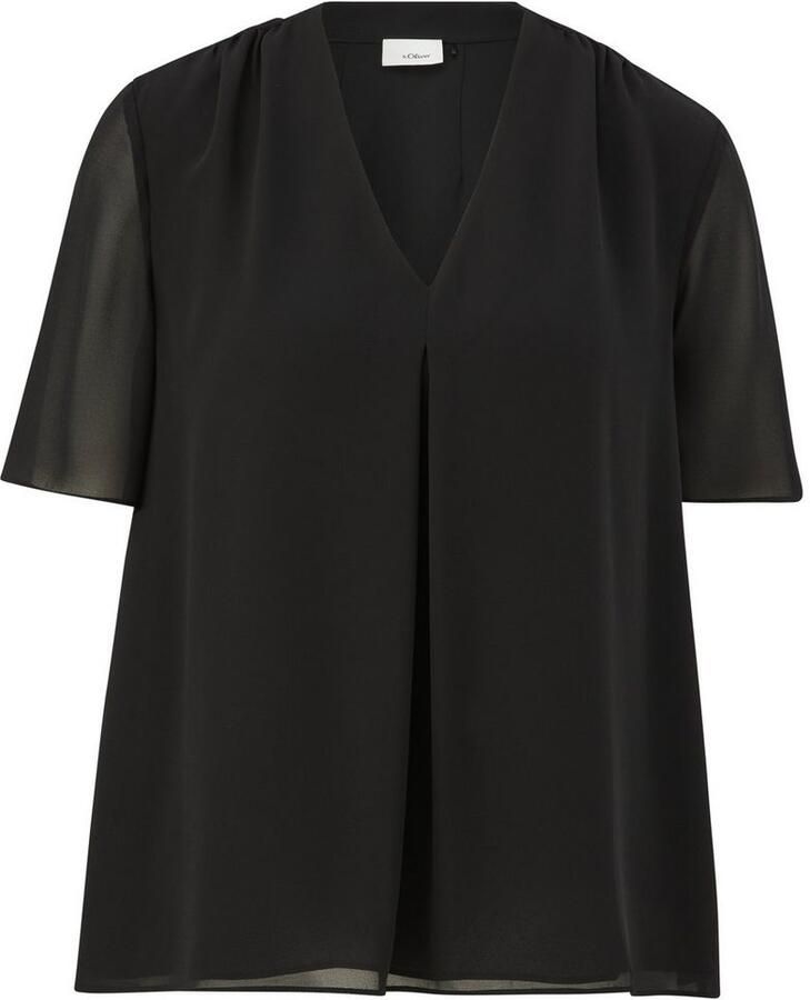 S.Oliver BLACK LABEL Shirtblouse met ingelegde plooi voor - Foto 2