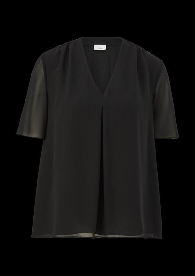 S.Oliver BLACK LABEL Shirtblouse met ingelegde plooi voor - Foto 4