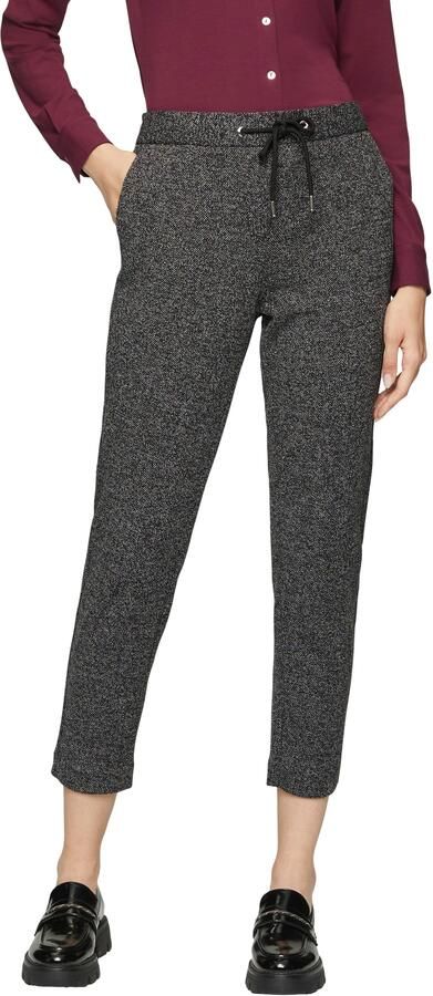 S.Oliver BLACK LABEL Relaxed fit joggingbroek met een elastische band en visgraatstructuur - Foto 5