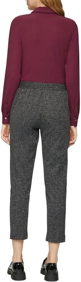 S.Oliver BLACK LABEL Relaxed fit joggingbroek met een elastische band en visgraatstructuur - Foto 4