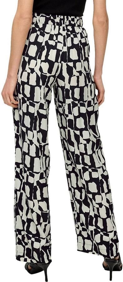 S.Oliver BLACK LABEL high waist straight fit broek met grafische print zwart gebroken wit