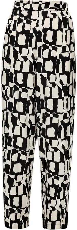 S.Oliver BLACK LABEL high waist straight fit broek met grafische print zwart gebroken wit - Foto 2