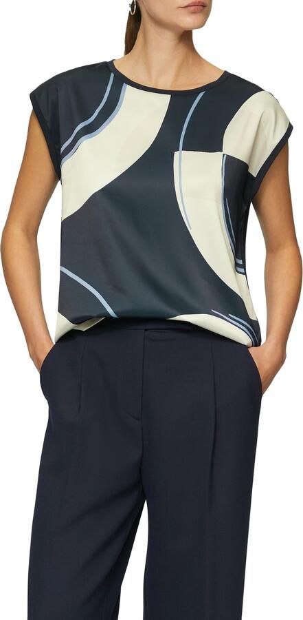 S.Oliver BLACK LABEL Loose fit T-shirt van diverse stoffen met vaste omslag - Foto 4