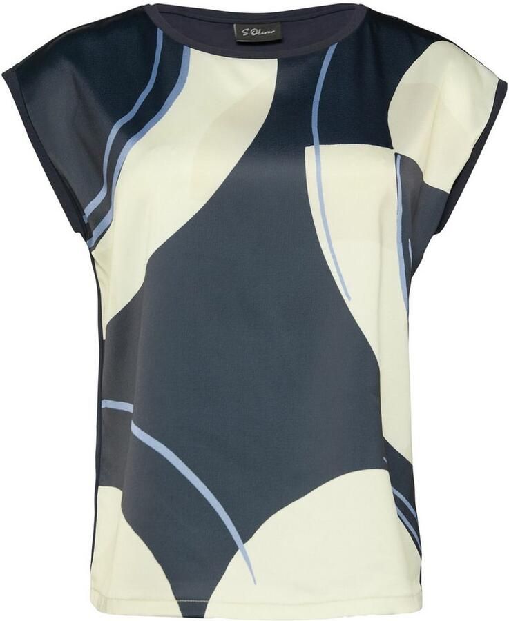 S.Oliver BLACK LABEL Loose fit T-shirt van diverse stoffen met vaste omslag