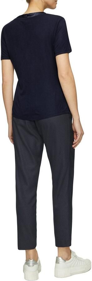 S.Oliver BLACK LABEL Regular fit T-shirt van viscosemix met satijnen hals - Foto 2