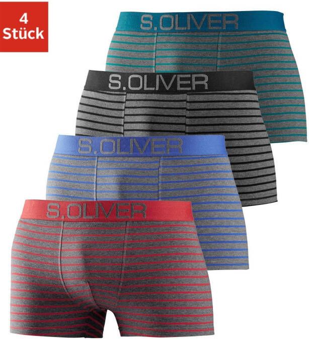 S.Oliver RED LABEL Beachwear Boxershort met contrastkleurige weefband (set 4 stuks)