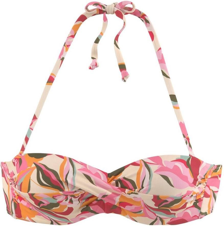S.Oliver RED LABEL Beachwear Beugelbikinitop in bandeaumodel Bauhinia met gebloemd design