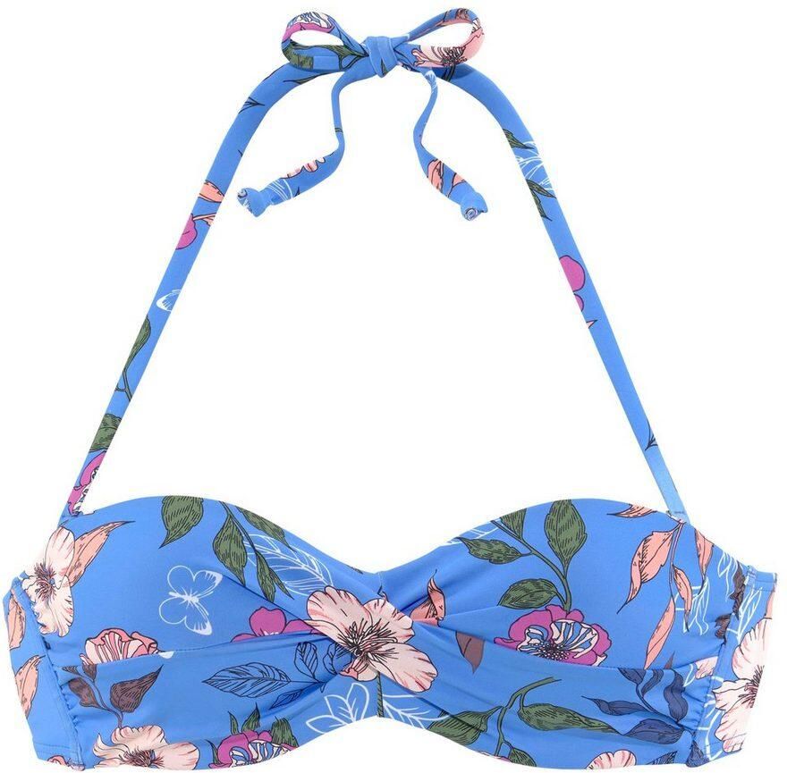 S.Oliver RED LABEL Beachwear Beugelbikinitop in bandeaumodel Maya met gebloemd design en wikkel-look