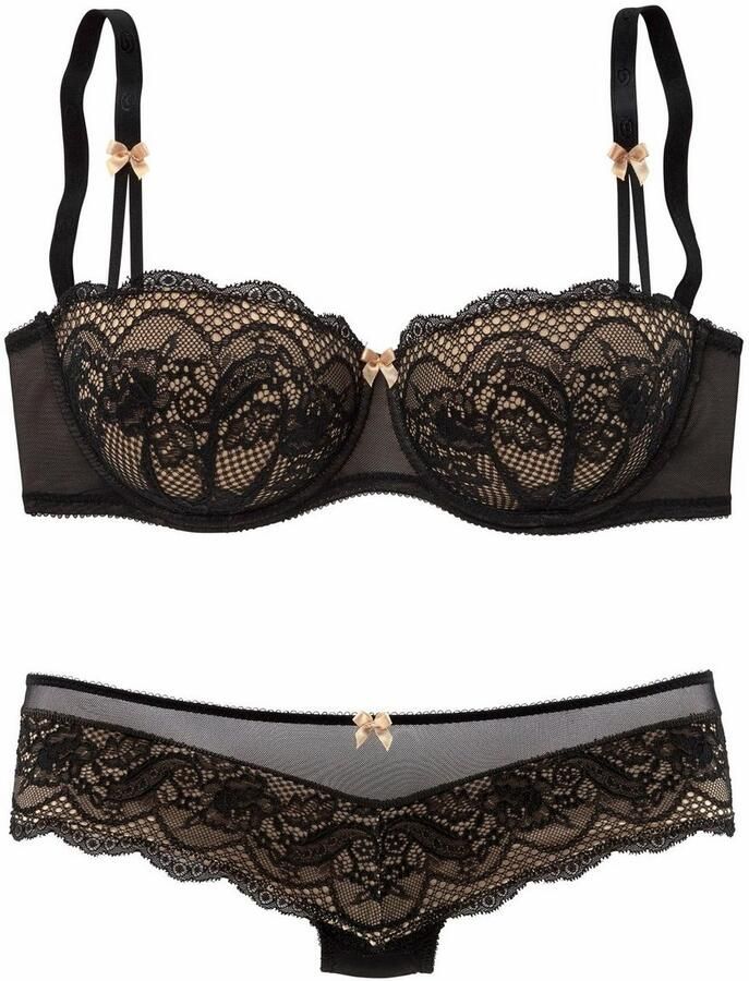 S.Oliver RED LABEL Beachwear BH cup set met fijne bloeiende kant en delicate sierstrikjes sexy lingerie (set 2-delig Met low waist panty) - Foto 2