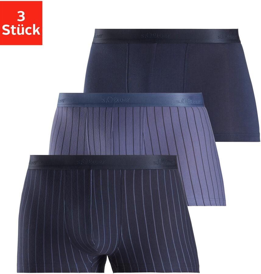 S.Oliver RED LABEL Beachwear Boxershort voor heren in strepen en uni van katoenmix (set 3 stuks) - Foto 6