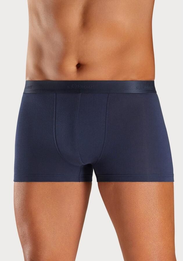 S.Oliver RED LABEL Beachwear Boxershort voor heren in strepen en uni van katoenmix (set 3 stuks) - Foto 3