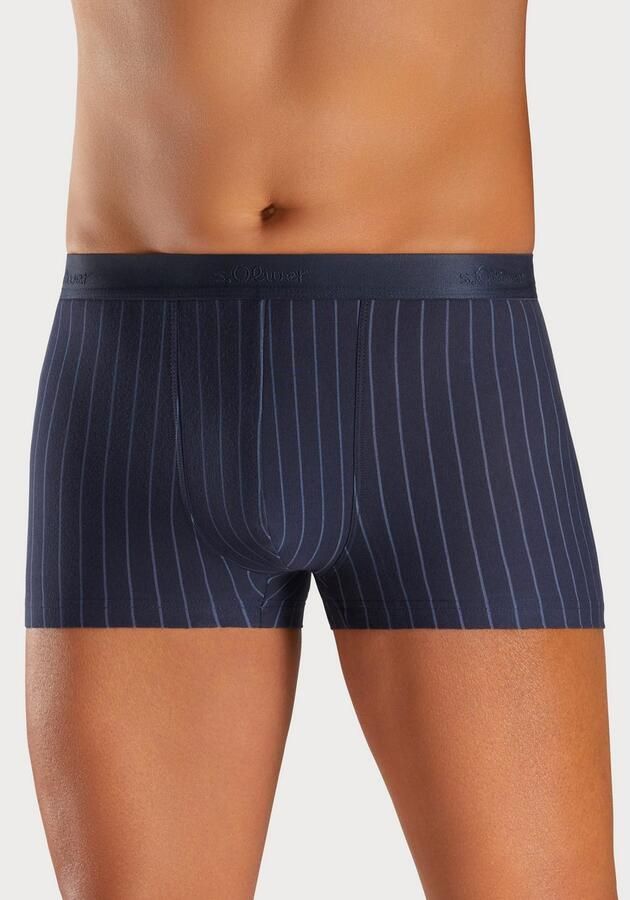 S.Oliver RED LABEL Beachwear Boxershort voor heren in strepen en uni van katoenmix (set 3 stuks) - Foto 4