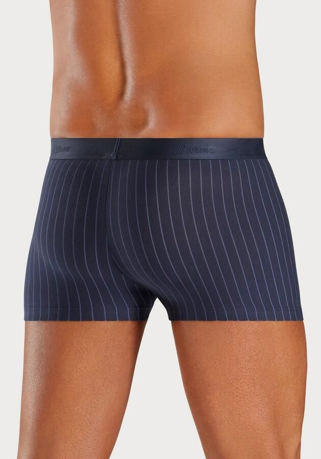 S.Oliver RED LABEL Beachwear Boxershort voor heren in strepen en uni van katoenmix (set 3 stuks) - Foto 5