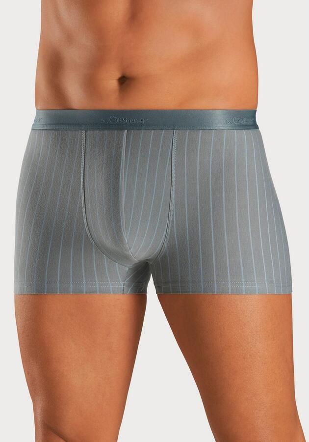 S.Oliver RED LABEL Beachwear Boxershort voor heren in strepen en uni van katoenmix (set 3 stuks) - Foto 3