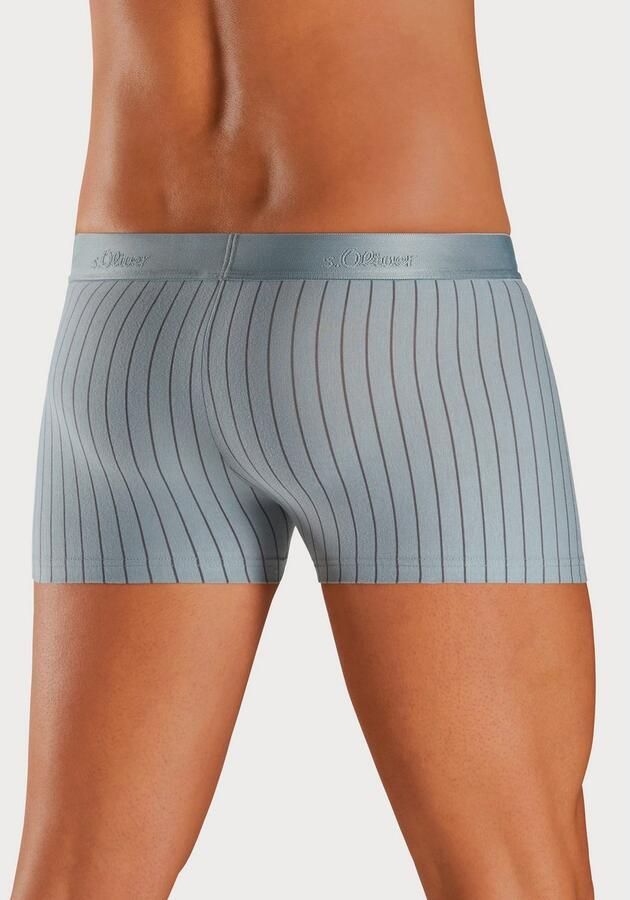 S.Oliver RED LABEL Beachwear Boxershort voor heren in strepen en uni van katoenmix (set 3 stuks) - Foto 4