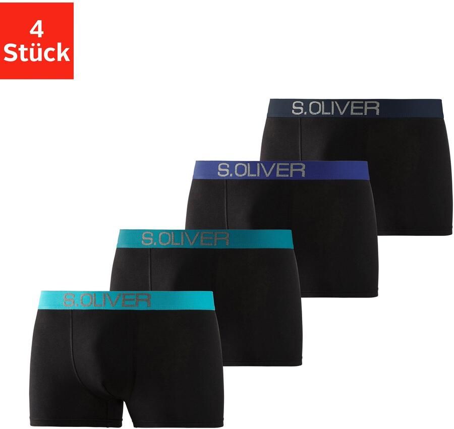 S.Oliver RED LABEL Beachwear Boxershort voor heren met contrastkleurige weefband (set 4 stuks) - Foto 3