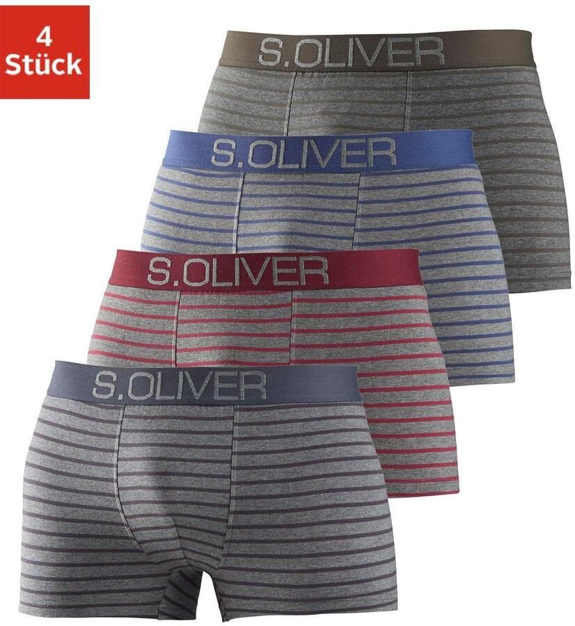 S.Oliver RED LABEL Beachwear Boxershort voor heren met contrastkleurige weefband (set 4 stuks) - Foto 4
