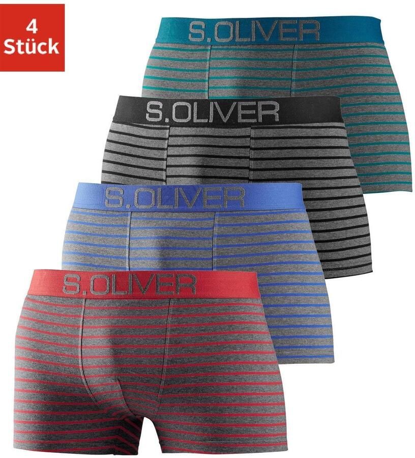 S.Oliver RED LABEL Beachwear Boxershort voor heren met contrastkleurige weefband (set 4 stuks) - Foto 4