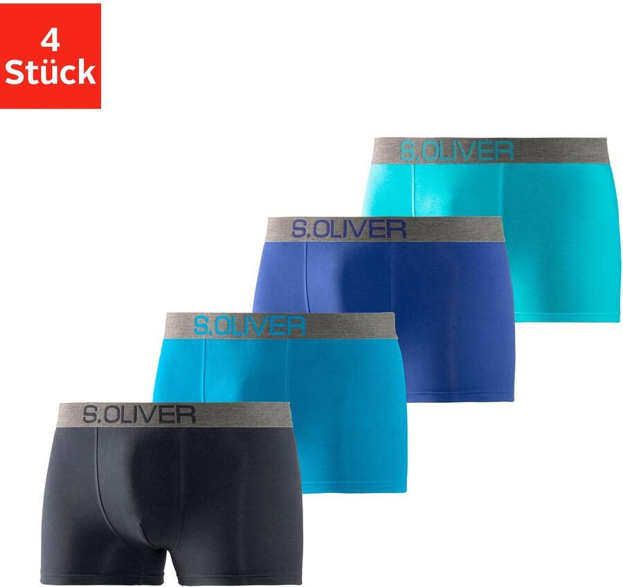 S.Oliver RED LABEL Beachwear Boxershort voor heren met contrastkleurige weefband (set 4 stuks) - Foto 5