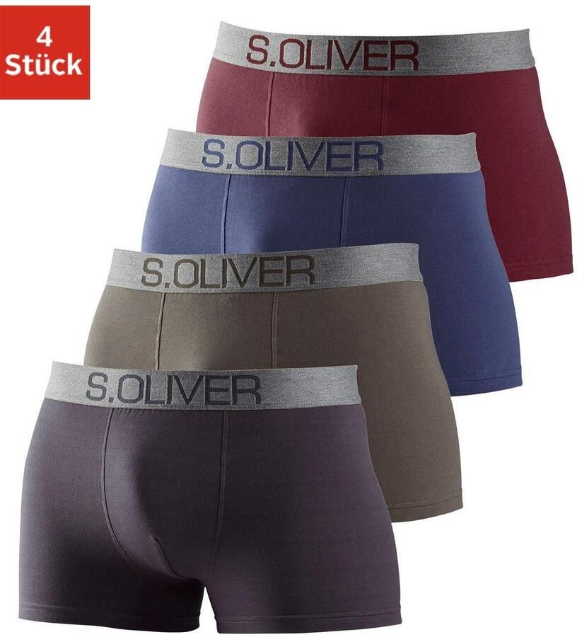 S.Oliver RED LABEL Beachwear Boxershort voor heren met contrastkleurige weefband (set 4 stuks) - Foto 4